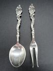 Vintage Sweden Silver Plate Fork & Spoon set Molded Engraved Girl Dancing