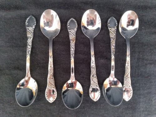 Vintage Swedish Silver Plated Demitasse Spoons w/ Grape Vine Pattern (set of 6)