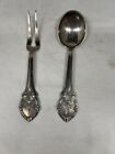 Vintage Large Silver Plated Serving fork & Spoon Swedish Church on Handle