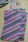 9pk Stripes Small Kraft Paper Gift Handle Bags 8.5x5x3