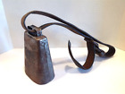Antique Authentic Large Iron Cowbell with Thick Adjustable Leather Strap