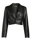 Planet Gold Juniors' Faux Leather Cropped Blazer