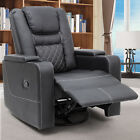 Home Theater Seating Leather Swivel Glider Rocker Recliner Chair wi/ Cup Holders