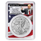 2024 $1 American Silver Eagle PCGS MS70 FDOI Trump 45th President Label Flag ...