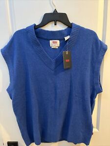 Levi’s V-Neck Navy Blue Sweater Vest Made in Scotland Size M New MSRP $90