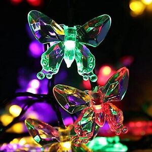 TEBOCR Butterfly Solar String Lights Outdoor 16 Feet 20 Led  Assorted Colors