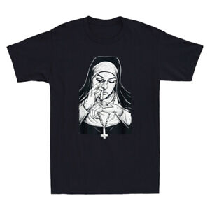 Satanic Unholy Nun Occult Gothic Evil Anti-Christ Funny Vintage Men's T-Shirt