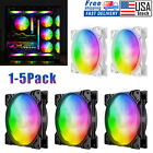 1-5Pack Computer Case Fan 120mm 4 Pin RGB LED CPU PC Air Cooling Light Game Fans