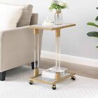 New ListingElegant Side Table, Square Table with Glass Top and Metal Base