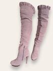 Steve Madden Over The Knee Suede Slouchy Boots Stiletto Heel Women's Nude Size 7
