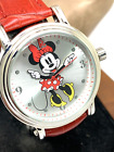 Disney Women's Watch W001877 Minnie Mouse Quartz Silver 38mm Red Leather Strap