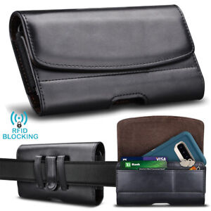 Cell Phone Holster Pouch Leather Wallet Case with Belt Clip Card Holder Cover