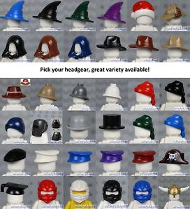 LEGO - Minifigure Headgear - PICK YOUR STYLE - Cowboy Hat Hood Helmet City Town