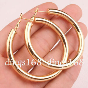 18K Gold Filled Classic Tube Hoop Earrings Many Sizes Small Medium (X-)Large H7