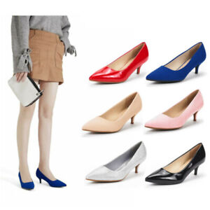 DREAM PAIRS Women Low Stilettos Heel Party Pump Shoes Pointy Toe Slip On Shoes