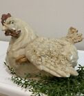 Vtg Ceramic Glazed Cream Sitting Chicken Hen Sculpture Figurine Decoration