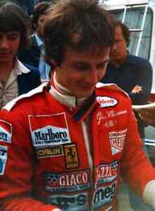 Gilles Villeneuve Race Suit: Embroidered Red Smeg Patches for Racing Enthusiasts