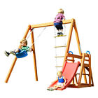 Outdoor Playset Backyard Ready to Assemble Wooden Swing-N-Slide Set Kids Climber