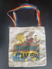 VTG 80's Sesame Street Live Canvas Bag Bert Ernie BigBird Grover Cookie Rainbow