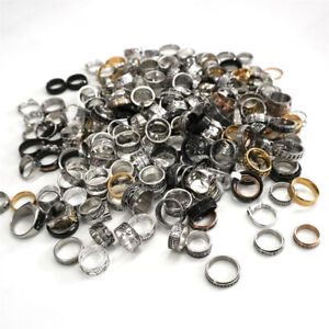 Wholesale Lot 100pcs Mixed Ring Men's Women's Fashion Stainless Steel Band Rings