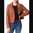 Blank NYC Good Vibes Faux Leather Moto Jacket Cognac NWOT Size Small