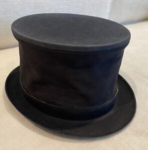 Vintage Collapsible Black Top Hat Victorian Edwardian  Theater Cosplay USA Made