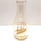 VTG Andes Dairy Fairfield Osborn Ohio Glass Orange Pyro Quart Milk Bottle   Baby