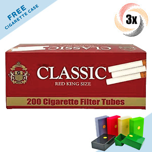 3x Boxes Classic Full Flavor Red KING SIZE ( 600 Tubes ) Cigarette Tobacco RYO