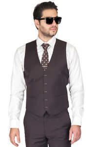 Men's Dress Suit Vest 5 Button V Neck Adjustable Back Strap Formal By AZAR MAN