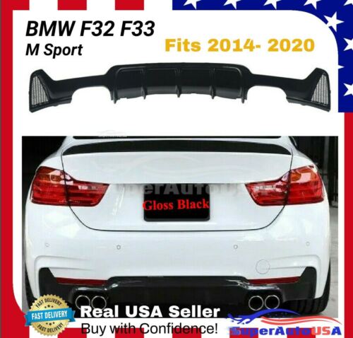 For 2014-3020 F32 BMW 435i 440i xDrive M Sport Rear Bumper Diffuser Quad Exhaust