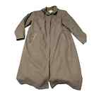 Womens 2XL Cabela's Lined Trench Coat Brown Leather Trim Removable Fleece Lining