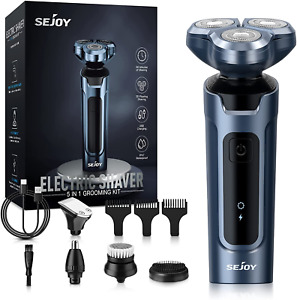 SEJOY 5In1 Electric Razor 3D Electric Shavers for Men IPX7 Rotary Cordless