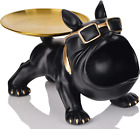 Modern Decor Resin Bulldog Tray Statue Tray Storage Key Holder Candy Jewelry Ear