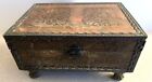 GORGEOUS!! Large Hand-Made Sun-Face Embossed Metal & Wood Hinged TRINKET BOX