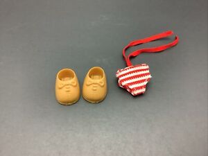Vintage Strawberry Shortcake Doll Shoes Tan w Bows and Laces 80s W Pants