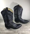 Vtg Sanders Cowboy Western Men’s Rancher PullOn Black Leather Boots Size 10.5