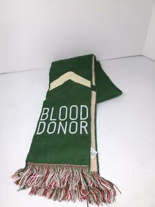 Blood Donor Red Cross Acrylic Scarf Unisex Green And Beige
