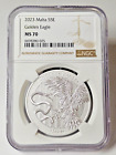 2023 Malta Golden Eagle 5 Euro 9999 1oz Silver Coin - MS 70 NGC