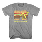 MTV Hamburger Logo Men's T Shirt Ketchup Fast Food Beef Burger Music Television