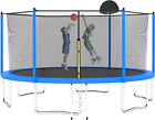 16FT 14FT 12FT Trampoline Set with Swing, Slide, Basketball Hoop,Sports Fitness