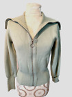 MAGASCHONI Pale Green Viscose Zip Turtleneck Long Sleeve Cardigan Sweater Size S