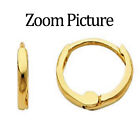 14K Solid Italian Yellow Gold 1.5 mm Small Huggies Hoop plain Earrings 8 mm 1/4