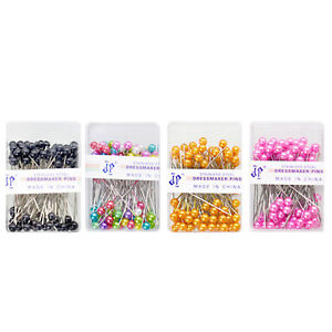 Sewing Pins for Fabric, Straight Pins with Colored Ball Glass Heads