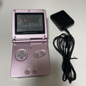 GAMEBOY ADVANCE SP Pearl Pink Nintendo w/Genuine Charger AGS-001 Tested GBA Game