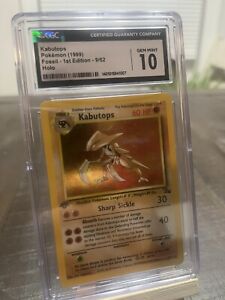 Pokémon TCG Kabutops Fossil 9 1st Edition Holo Rare in A CGC 10!!