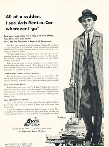 1956 Avis Rental Car Ford - Vintage Advertisement Car Print Ad J476