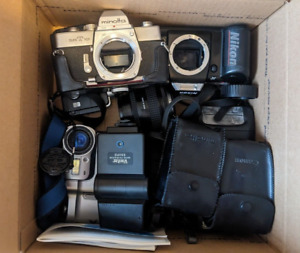 New ListingLarge Flat Rate Box of Vintage Cameras & Accessories Untested , parts or repair
