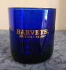 Harveys Bristol Cream Tumbler Glass Cobalt Blue Gold Trim 3.5