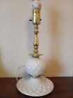 New ListingVintage White Milk Glass Quilted Diamond Pattern Electric Lamp 12.5 Inches
