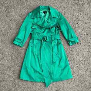 Bebe Coat Womens Size XS Satin Green Trench Coat